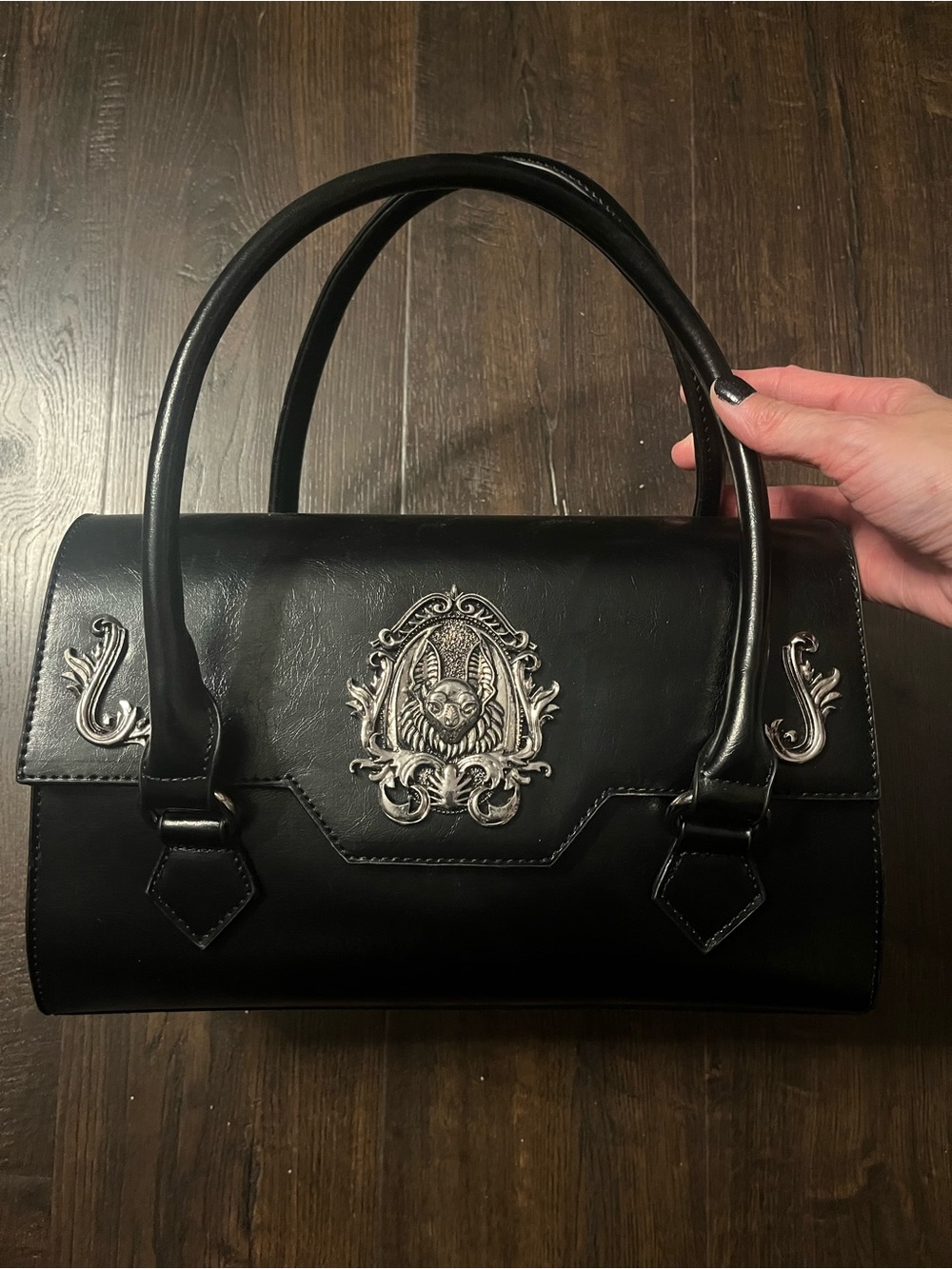 Killstar Black Gothic Bat Emblem Satchel Handbag
